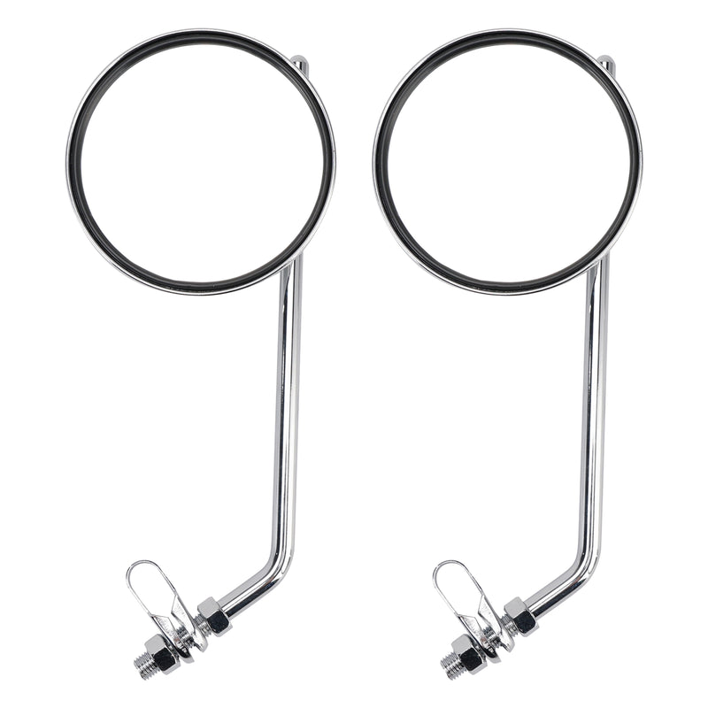 7/8" in Bars Pair Universal Motorcycle 4" Chrome Clamp-On Mirrors - Round