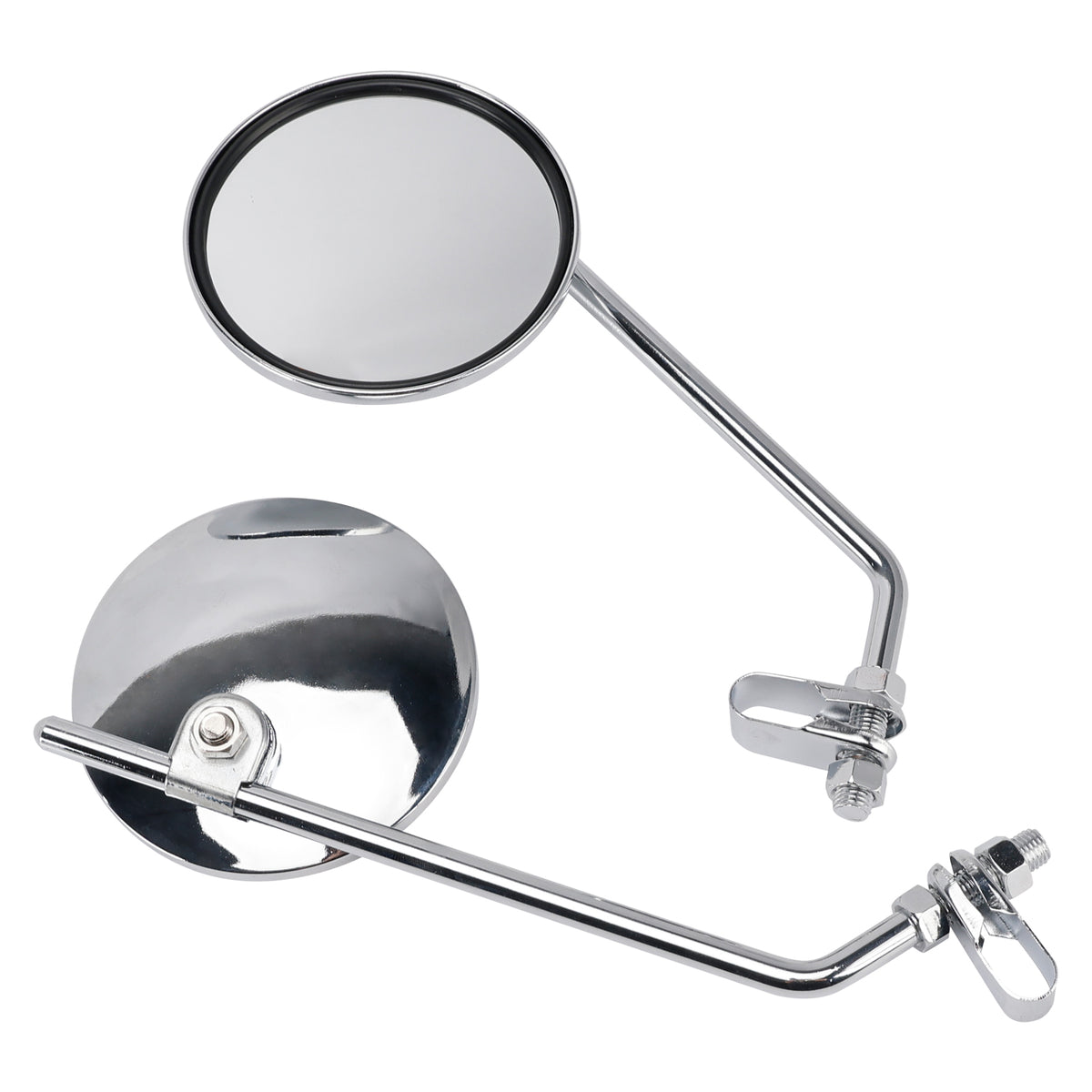 7/8" in Bars Pair Universal Motorcycle 4" Chrome Clamp-On Mirrors - Round