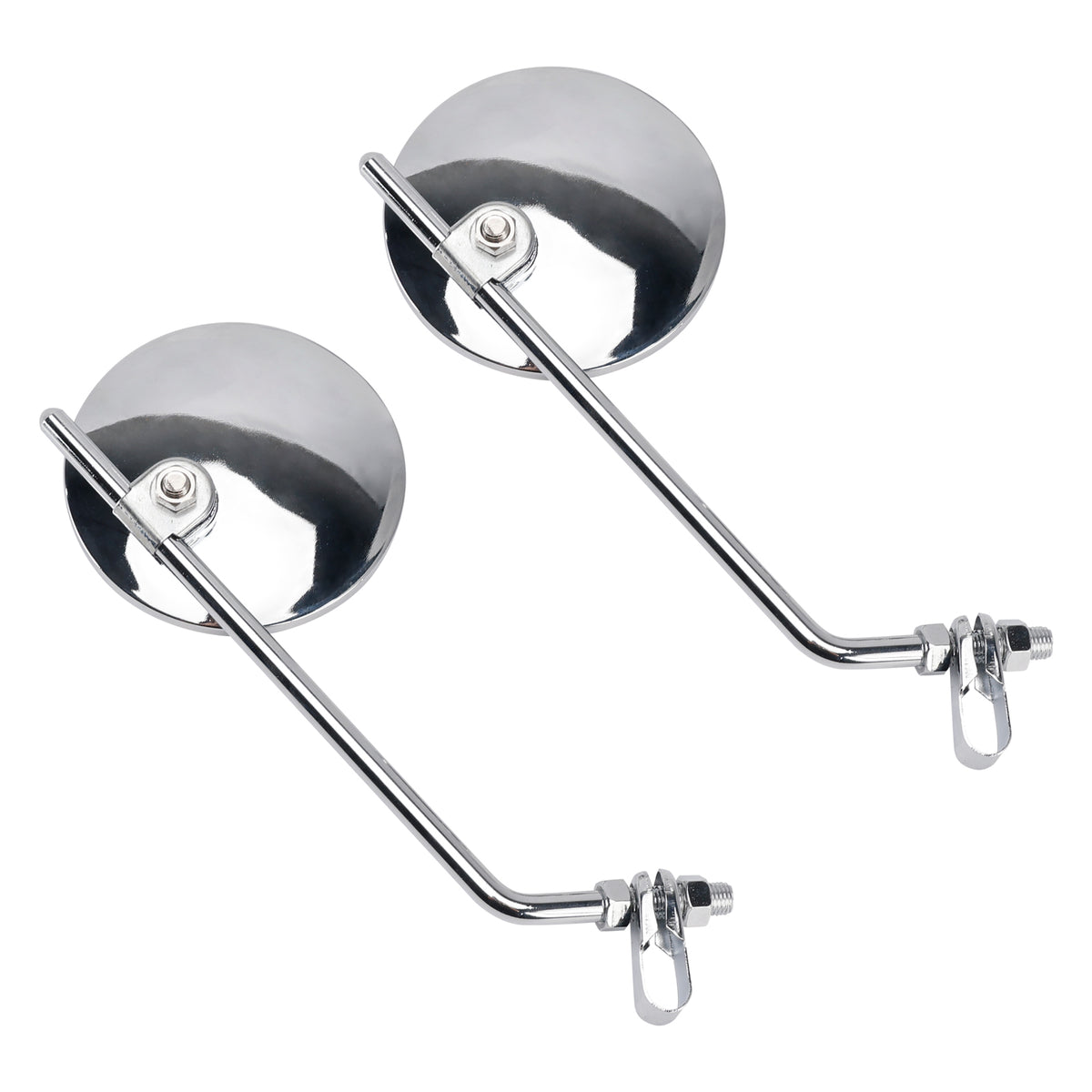 7/8" in Bars Pair Universal Motorcycle 4" Chrome Clamp-On Mirrors - Round