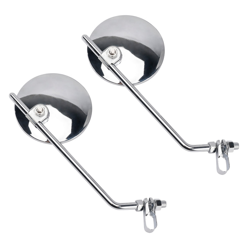 7/8" in Bars Pair Universal Motorcycle 4" Chrome Clamp-On Mirrors - Round