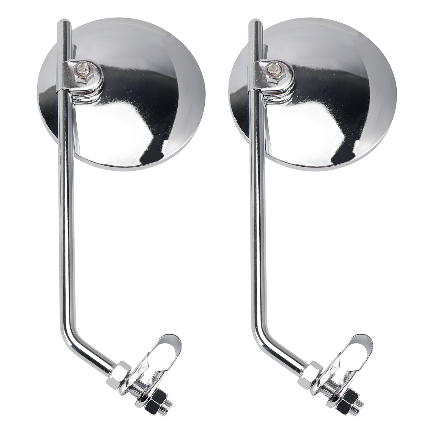 7/8" in Bars Pair Universal Motorcycle 4" Chrome Clamp-On Mirrors - Round