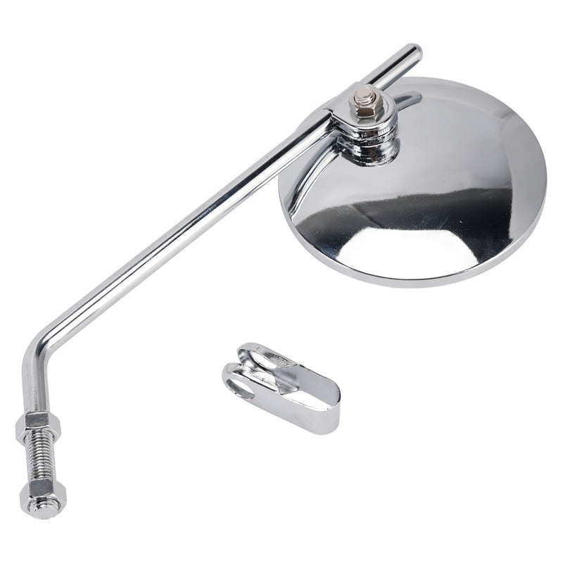 7/8" in Bars Pair Universal Motorcycle 4" Chrome Clamp-On Mirrors - Round
