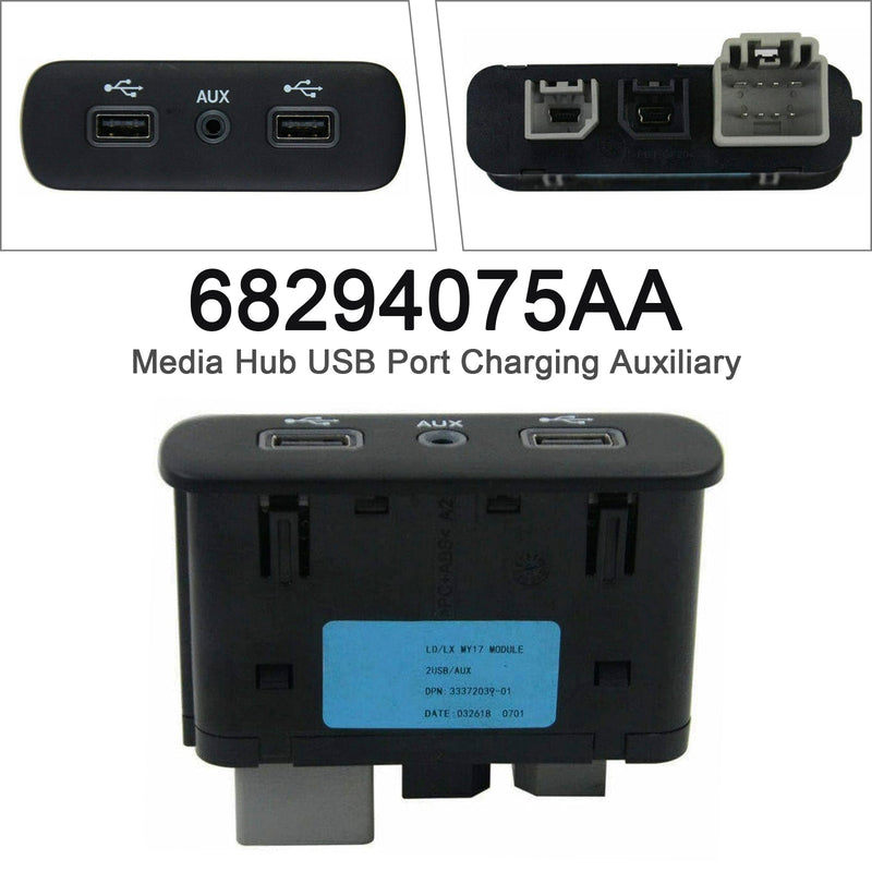 2017-2023 Chrysler Dodge  68294075AA Media Hub USB Port Charging Auxiliary