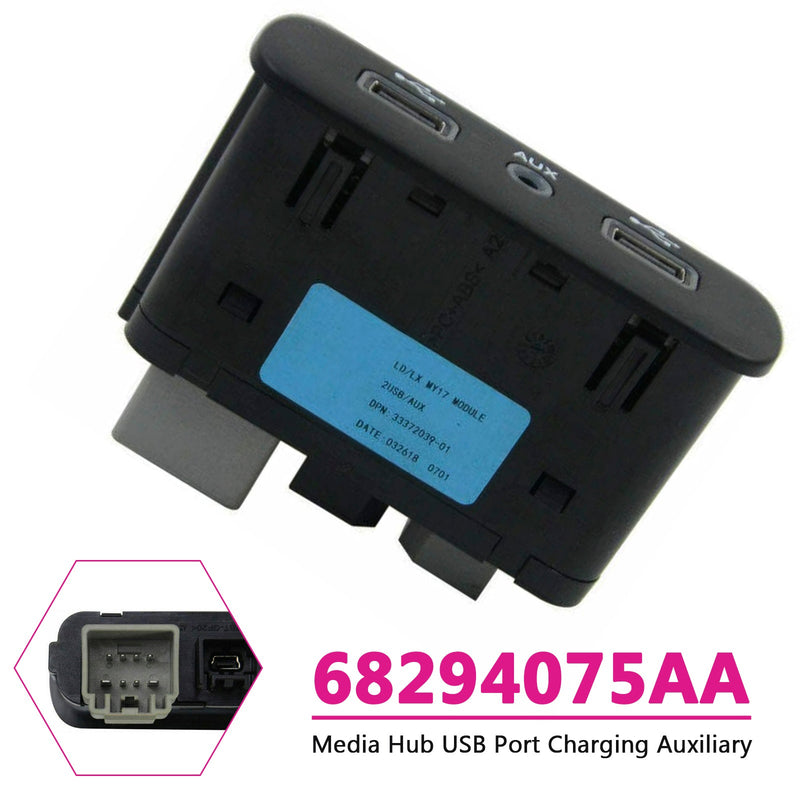 2017-2023 Chrysler Dodge  68294075AA Media Hub USB Port Charging Auxiliary