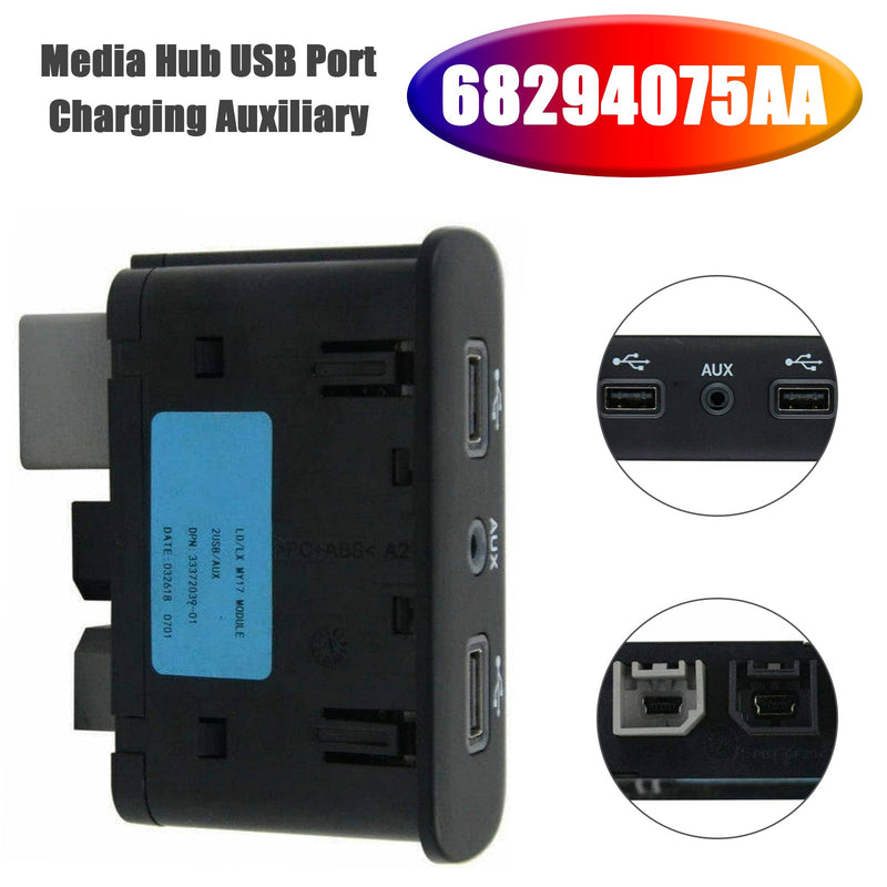 68294075AA Media Hub USB Port Charging Auxiliary for Chrysler Dodge 2017-2023