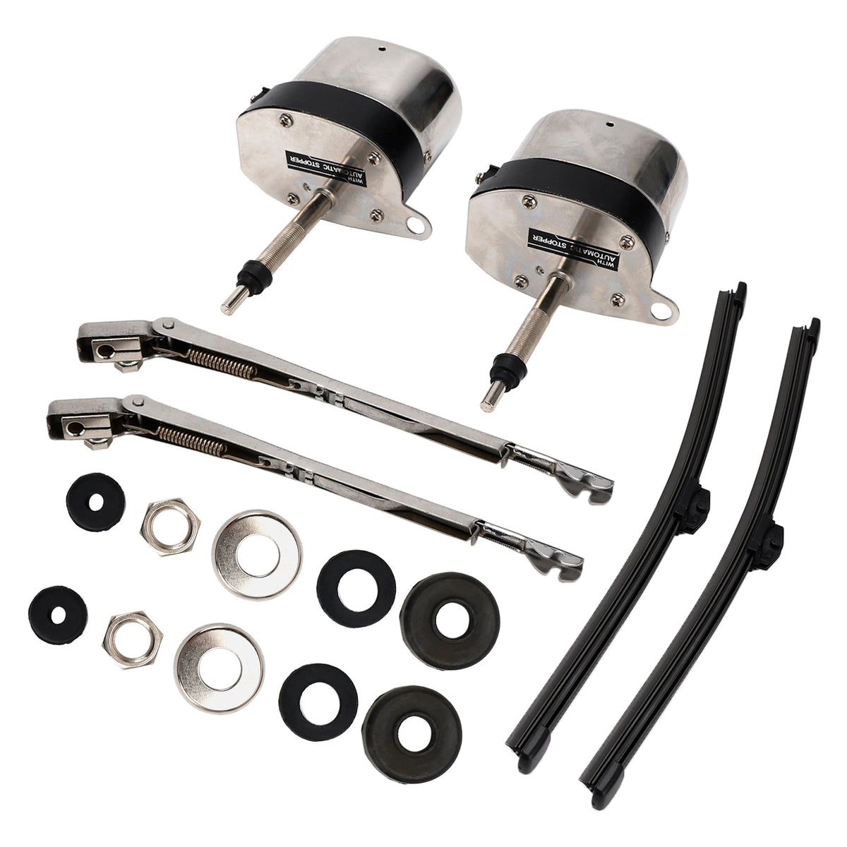 Ford Jeep Pair of Stainless Windshield Wiper Motor Hot Street Rod 558SS S6558