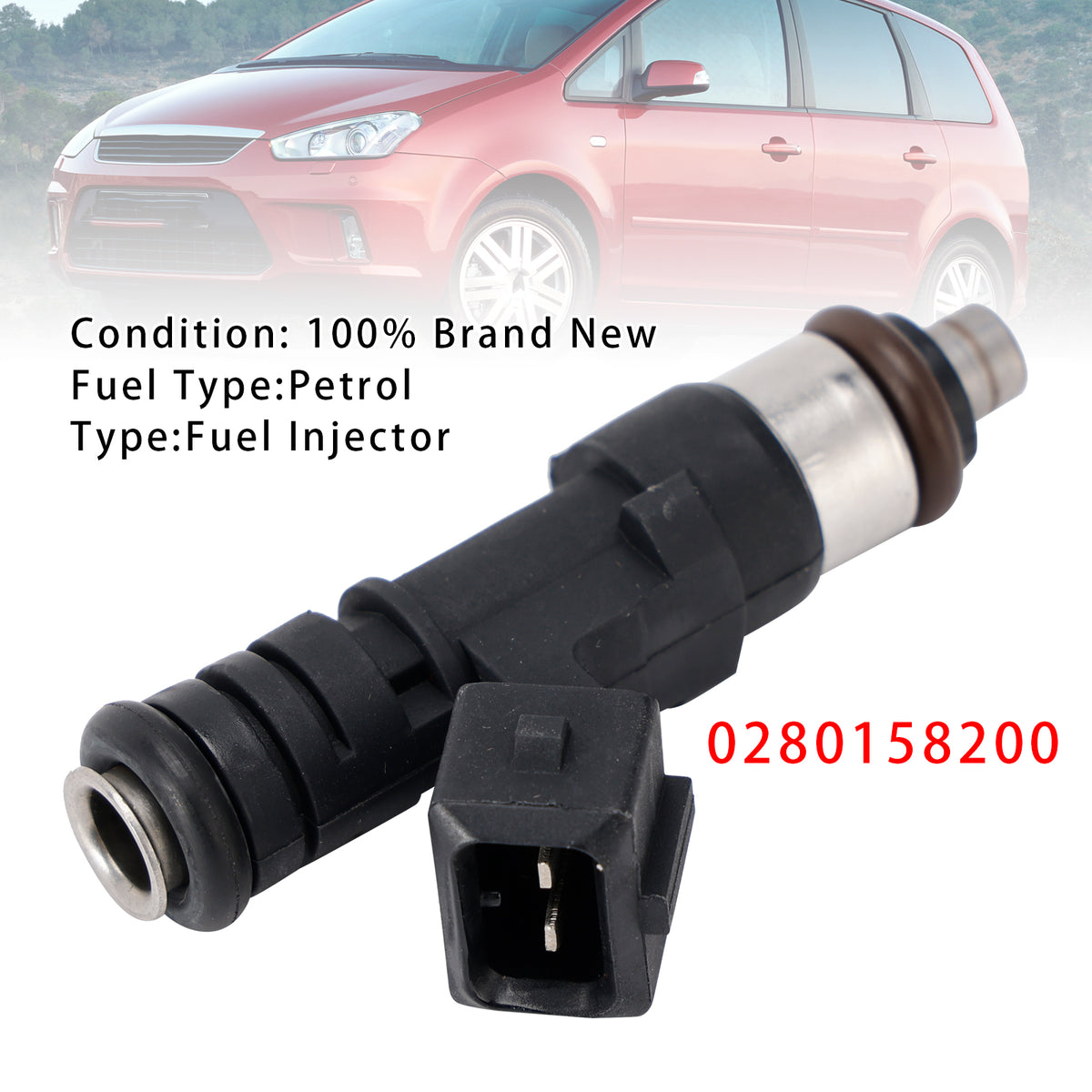 Ford B C-Max Fiesta Focus Fusion Mondeo Puma 0280158200 1PCS Fuel Injector