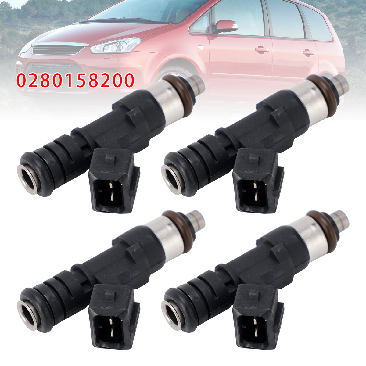 Ford B C-Max Fiesta Focus Fusion Mondeo Puma 0280158200 4PCS Fuel Injector