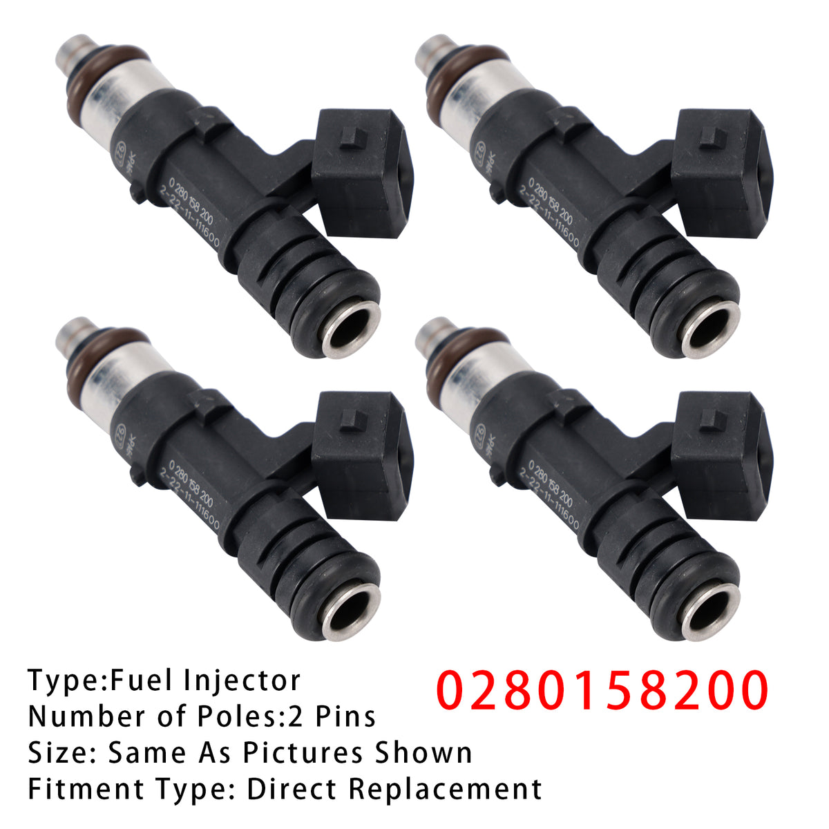 Ford B C-Max Fiesta Focus Fusion Mondeo Puma 0280158200 4PCS Fuel Injector
