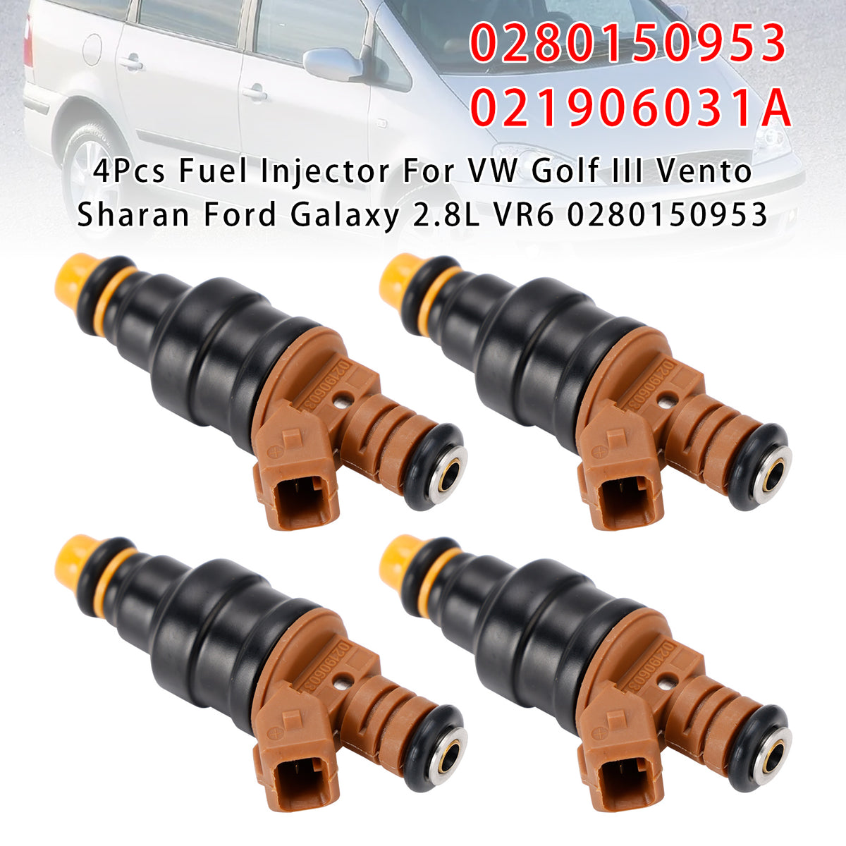 VW Golf III Vento Sharan Ford Galaxy 2.8L VR6 0280150953 4PCS Fuel Injector