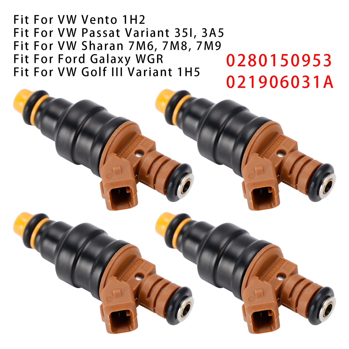 VW Golf III Vento Sharan Ford Galaxy 2.8L VR6 0280150953 4PCS Fuel Injector