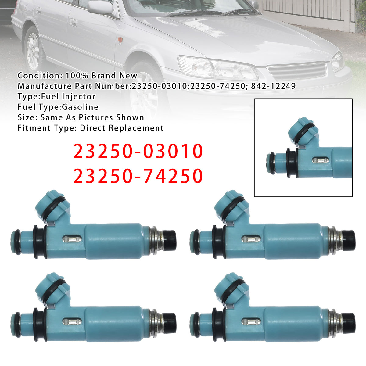Toyota Solara Camry 2.2L 23250-03010 23250-74250 4PCS Fuel Injector