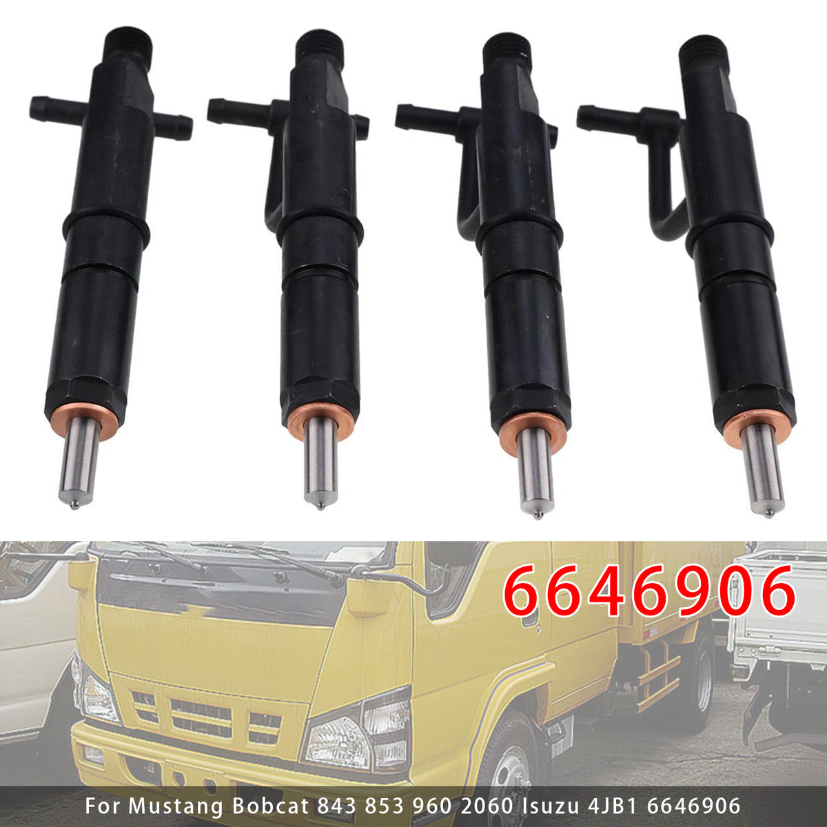 Mustang Bobcat 843 853 960 2060 Isuzu 4JB1 6646906 4PCS Fuel Injector