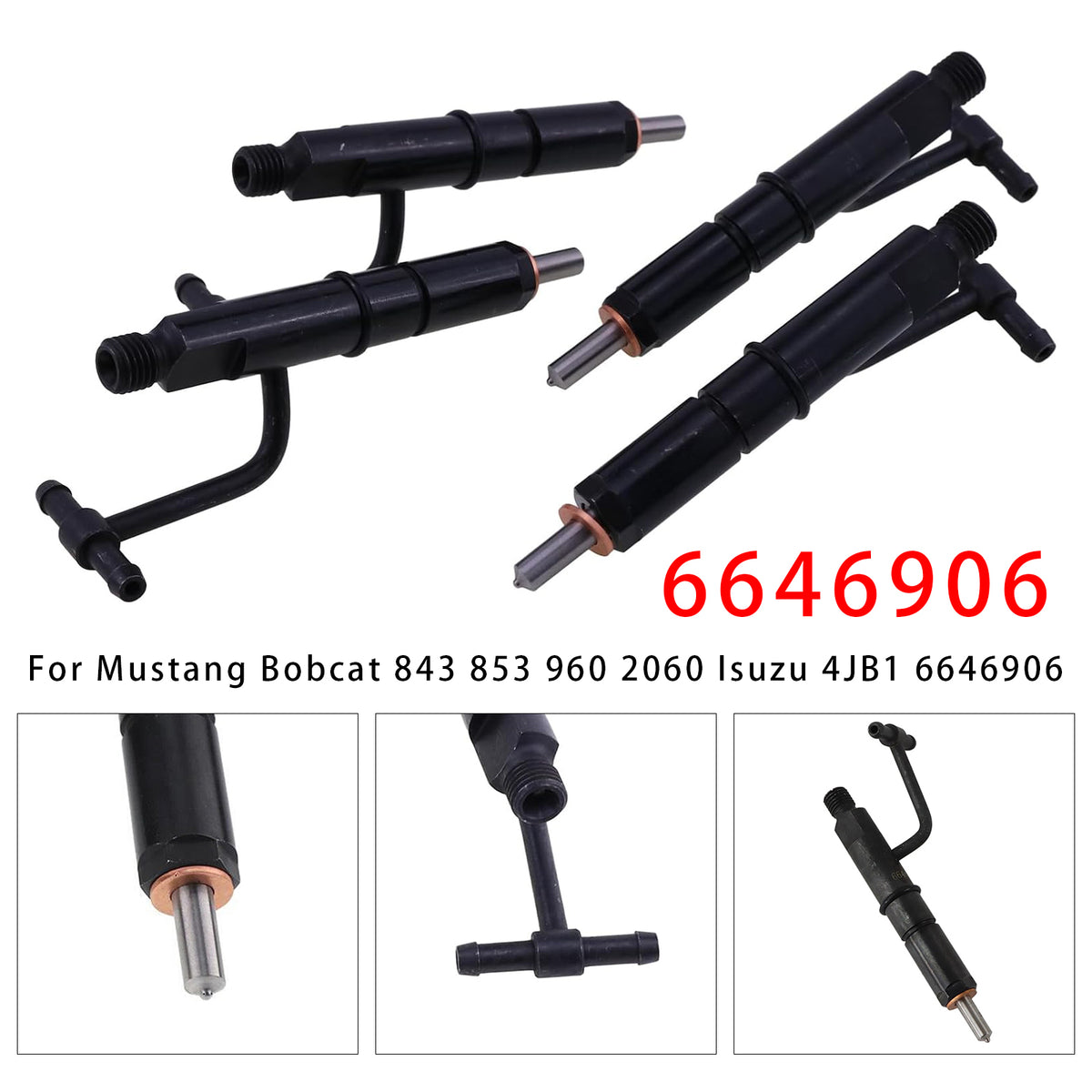 Mustang Bobcat 843 853 960 2060 Isuzu 4JB1 6646906 4PCS Fuel Injector