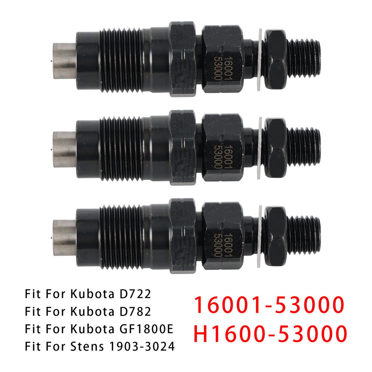 Kubota D722 D782 BX2230D Engine 16001-53000 H1600-53000 3Pcs Fuel Injector