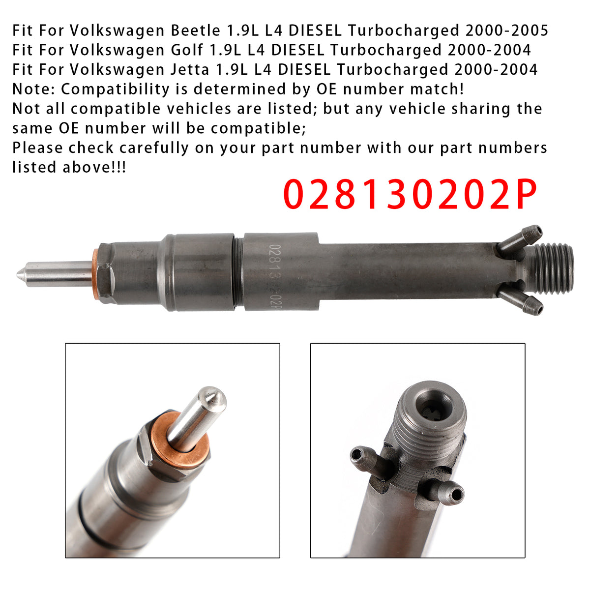 Volkswagen Golf Jetta Beetle 1.9L Diesel 028130202P 1PCS Fuel Injector