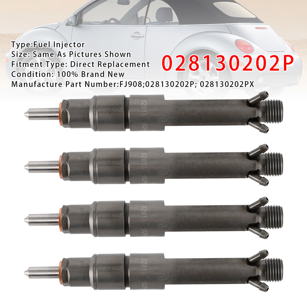 Volkswagen Golf Jetta Beetle 1.9L Diesel 028130202P 4PCS Fuel Injector
