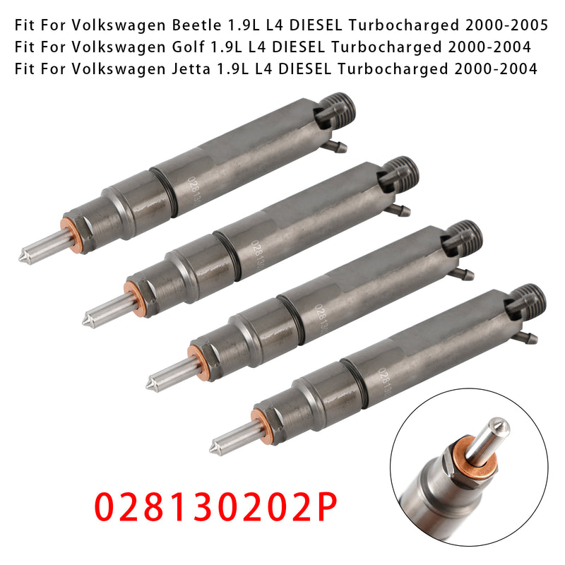 Volkswagen Golf Jetta Beetle 1.9L Diesel 028130202P 4PCS Fuel Injector