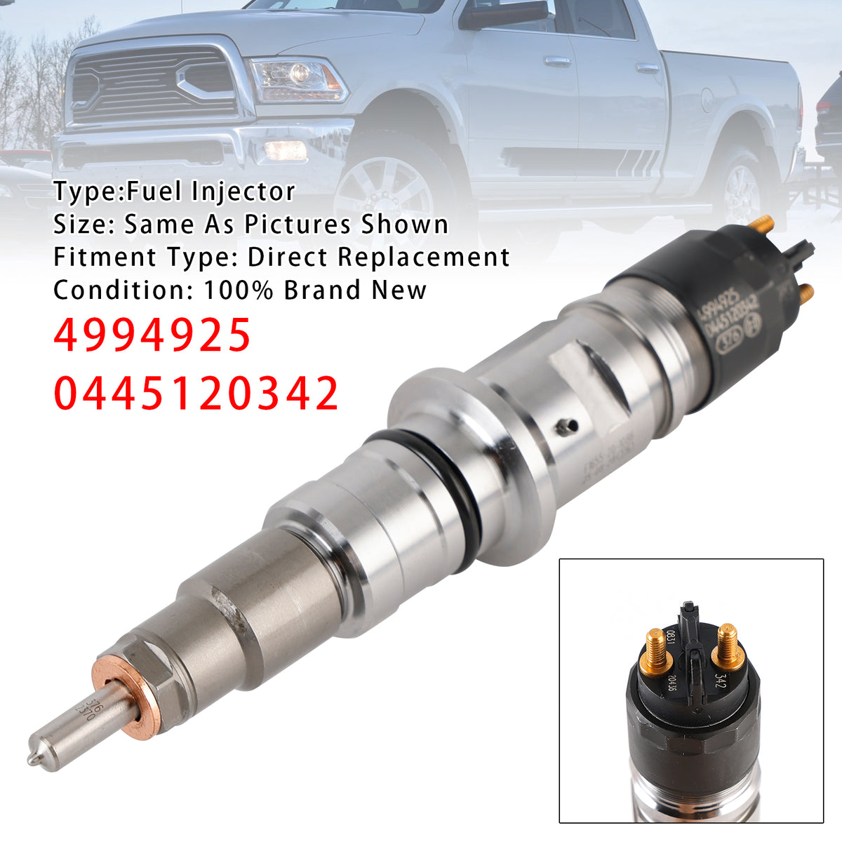 Dodge RAM 2013-2018 6.7L 4994925 0445120342 0986435621 1PCS Fuel Injector