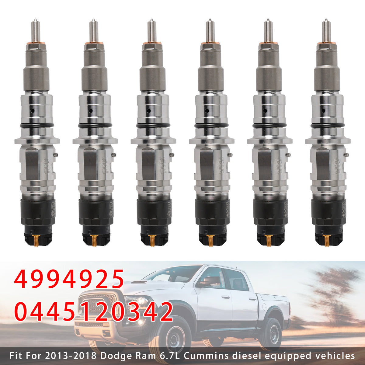 Dodge RAM 2013-2018 6.7L 4994925 0445120342 0986435621 6PCS Fuel Injector