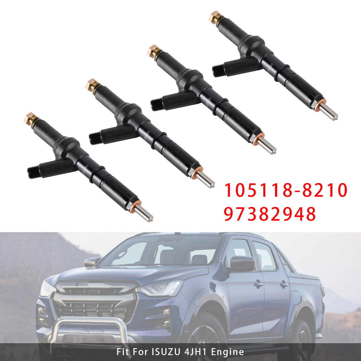 ISUZU 4JH1 Engine 105118-8210 97382948 8973829480 4PCS Fuel Injector