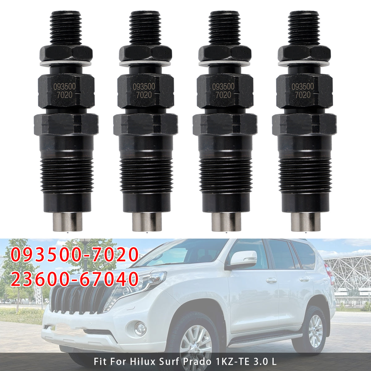 Hilux Surf Prado 1KZ-TE 3.0L 093500-7020 23600-67040 4PCS Fuel Injector