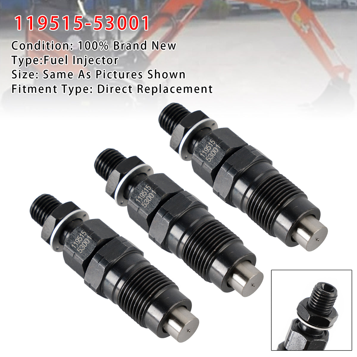 Yanmar 3TNV70 3YM20 3YM30 2YM15 Engines 119515-53001 3Pcs Fuel Injector