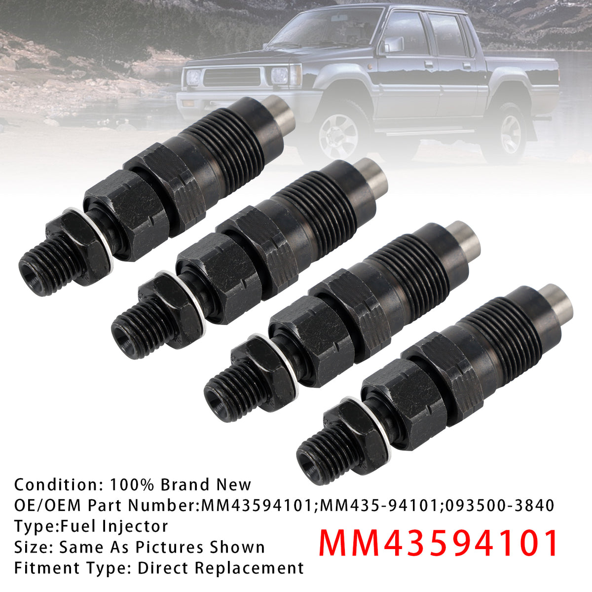 Mitsubishi L2E L3E S3L S4L S4L2 Engine MM43594101 4PCS Fuel Injector