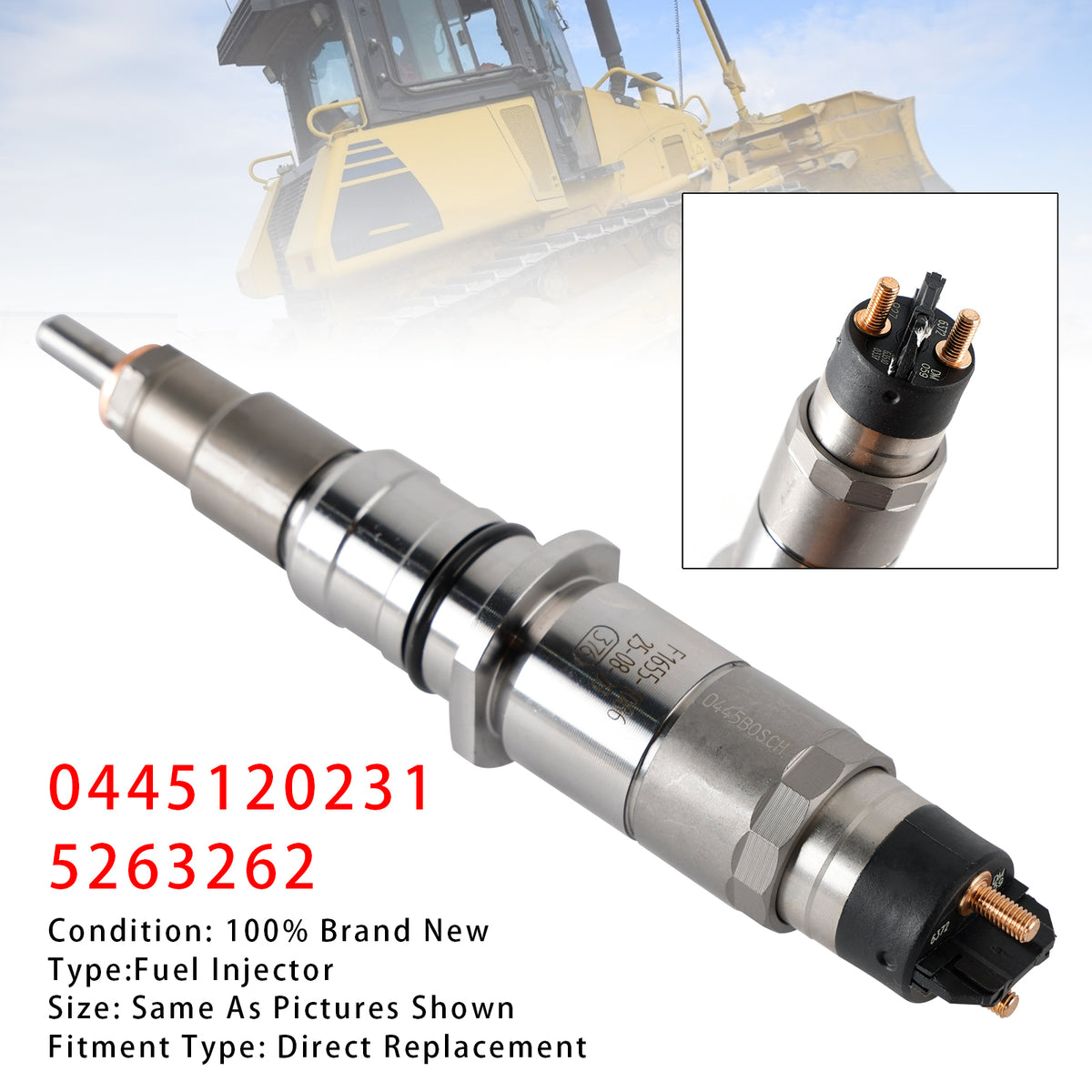 Komatsu PC200-8 Cummins Engine QSB6.7 0445120231 5263262 1PCS Fuel Injector