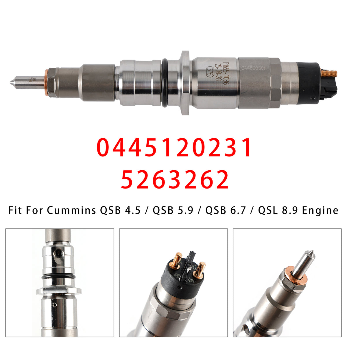 Komatsu PC200-8 Cummins Engine QSB6.7 0445120231 5263262 1PCS Fuel Injector