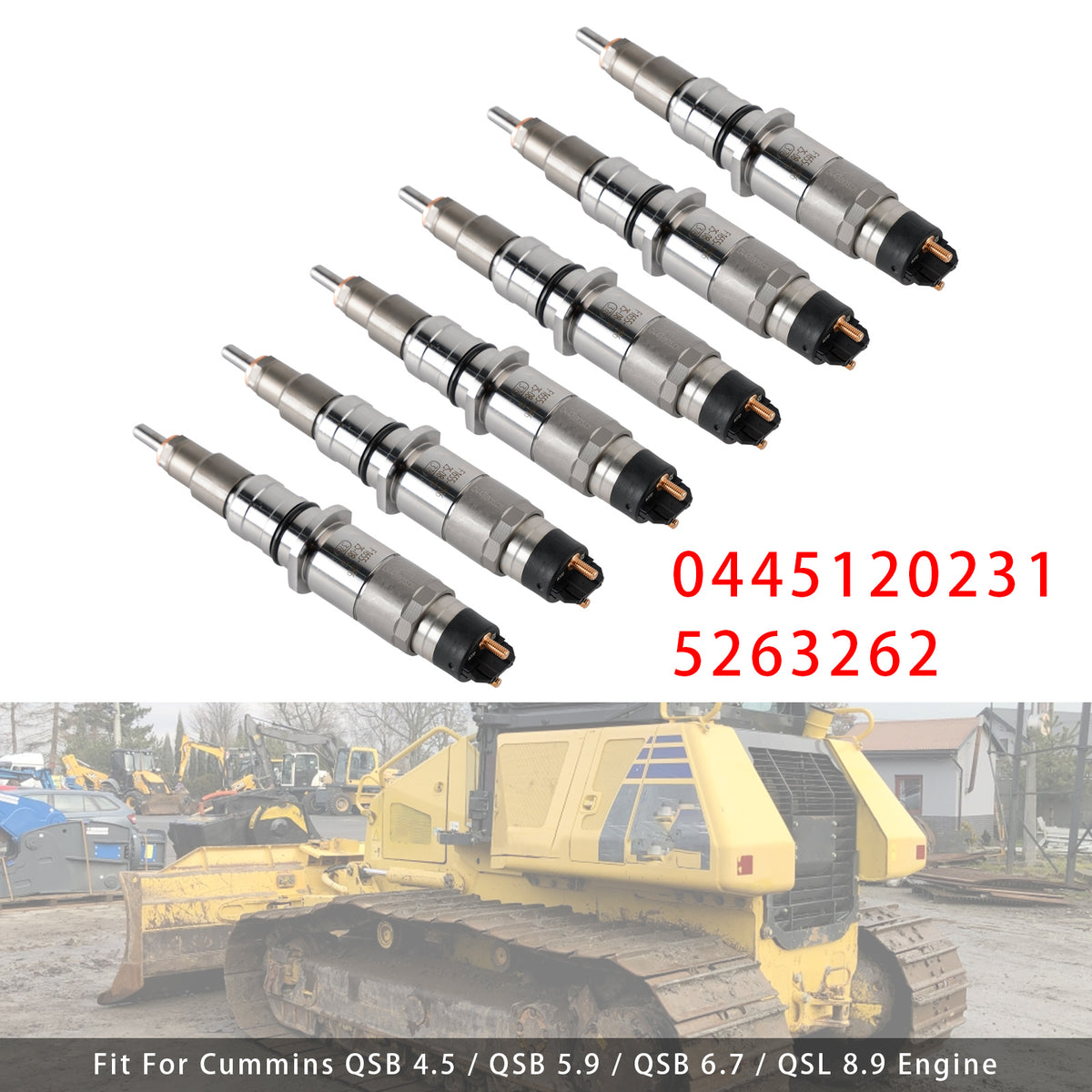 Komatsu PC200-8 Cummins Engine QSB6.7 0445120231 5263262 6PCS Fuel Injector