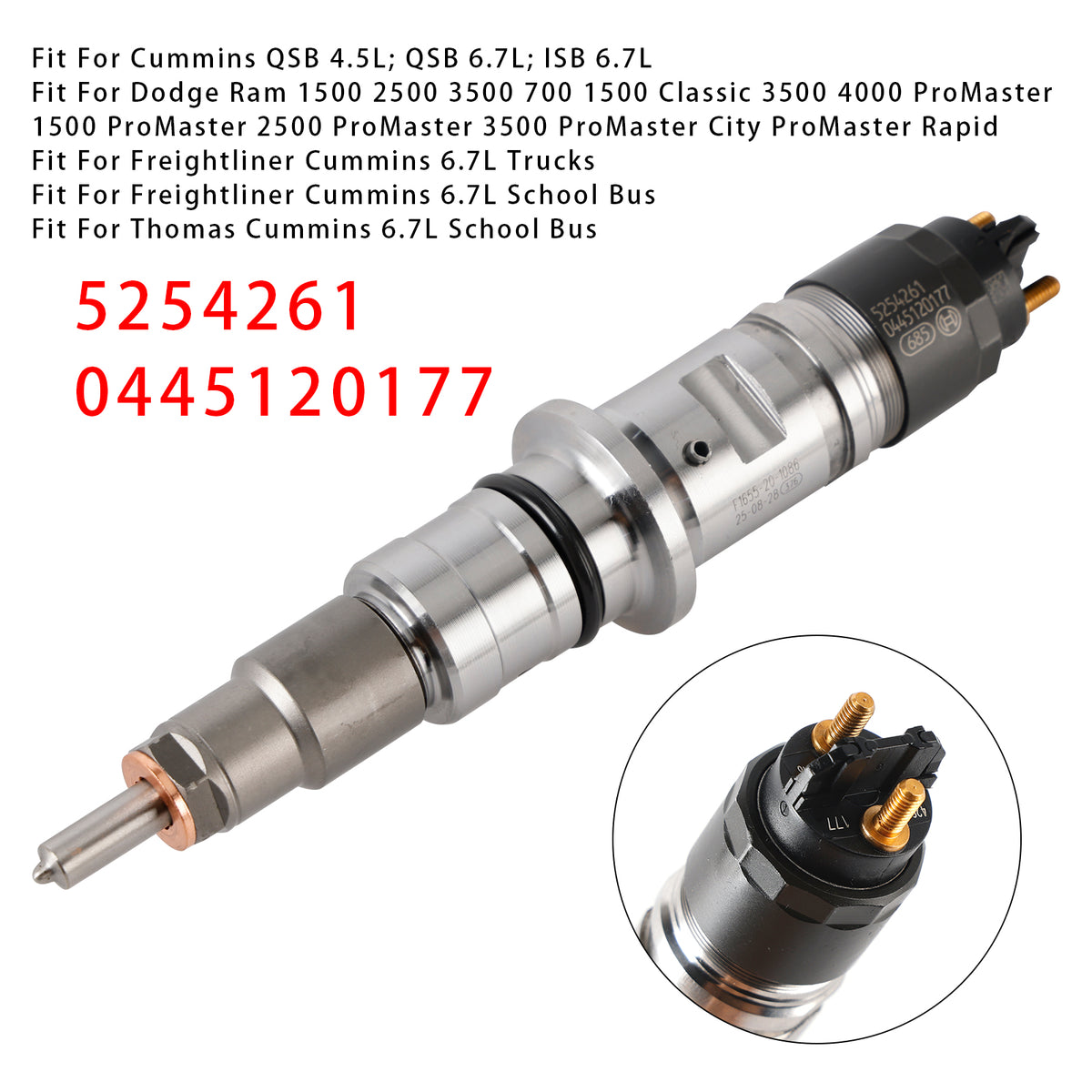 Cummins ISB 6.7L QSB 4.5L 6.7L 5254261 0445120177 1PCS Fuel Injector