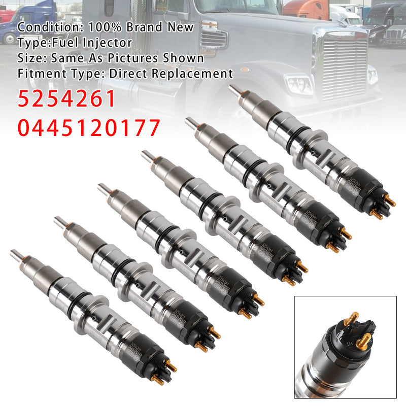 Cummins ISB 6.7L QSB 4.5L 6.7L 5254261 0445120177 6PCS Fuel Injector
