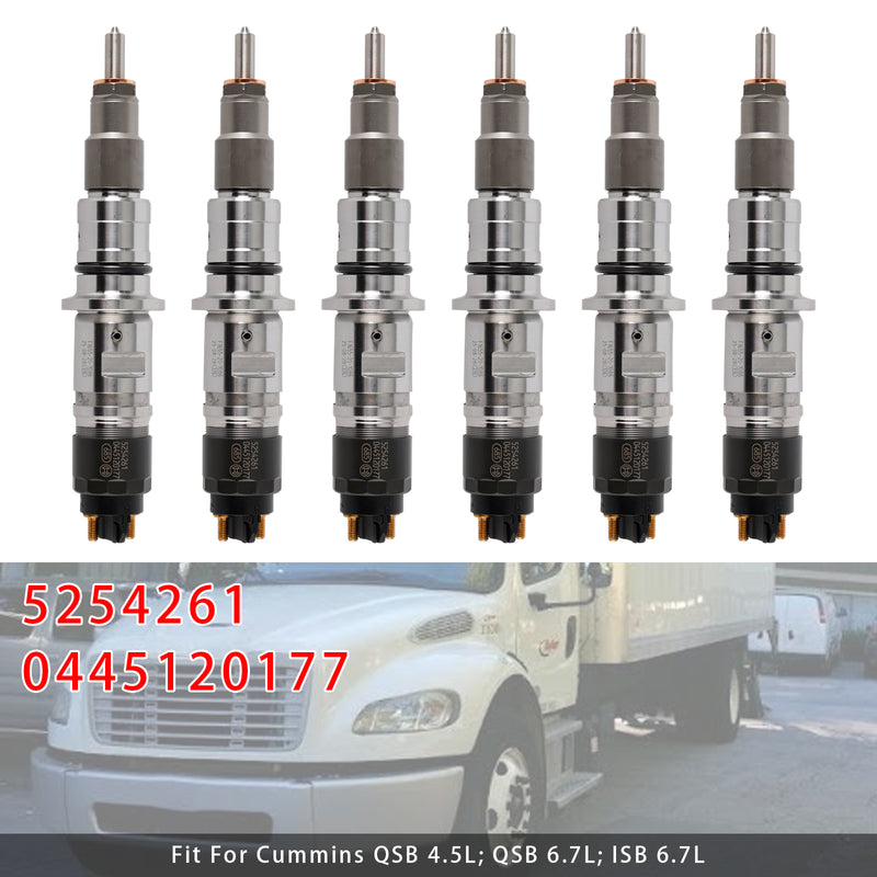Cummins ISB 6.7L QSB 4.5L 6.7L 5254261 0445120177 6PCS Fuel Injector