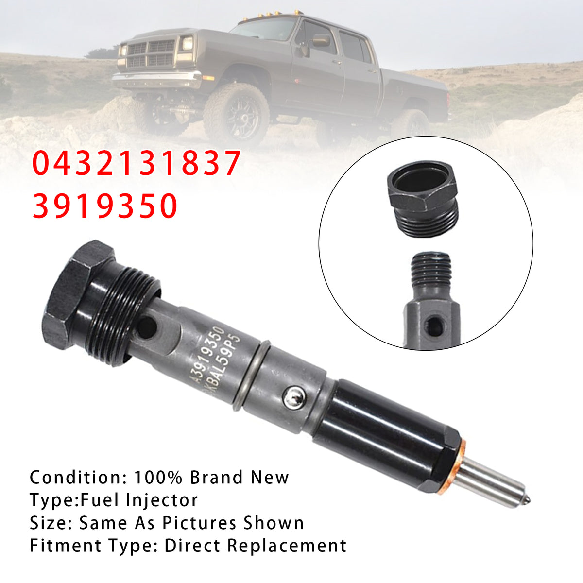 Dodge D250 D350 Cummins 1989-1993 5.9L 12V 0432131837 3919350 1PCS Fuel Injector