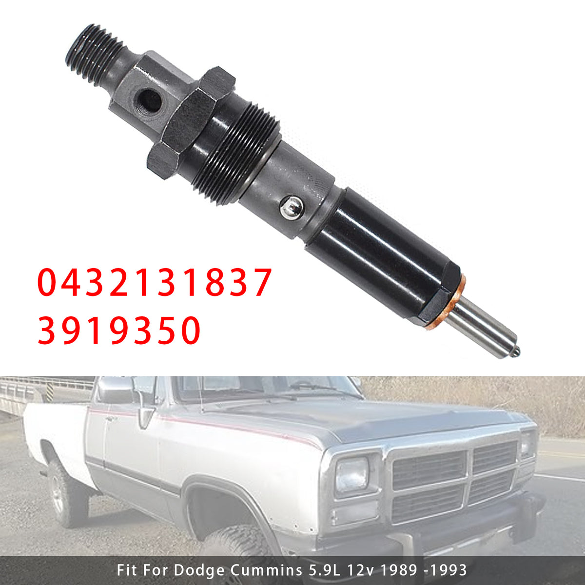 Dodge D250 D350 Cummins 1989-1993 5.9L 12V 0432131837 3919350 1PCS Fuel Injector