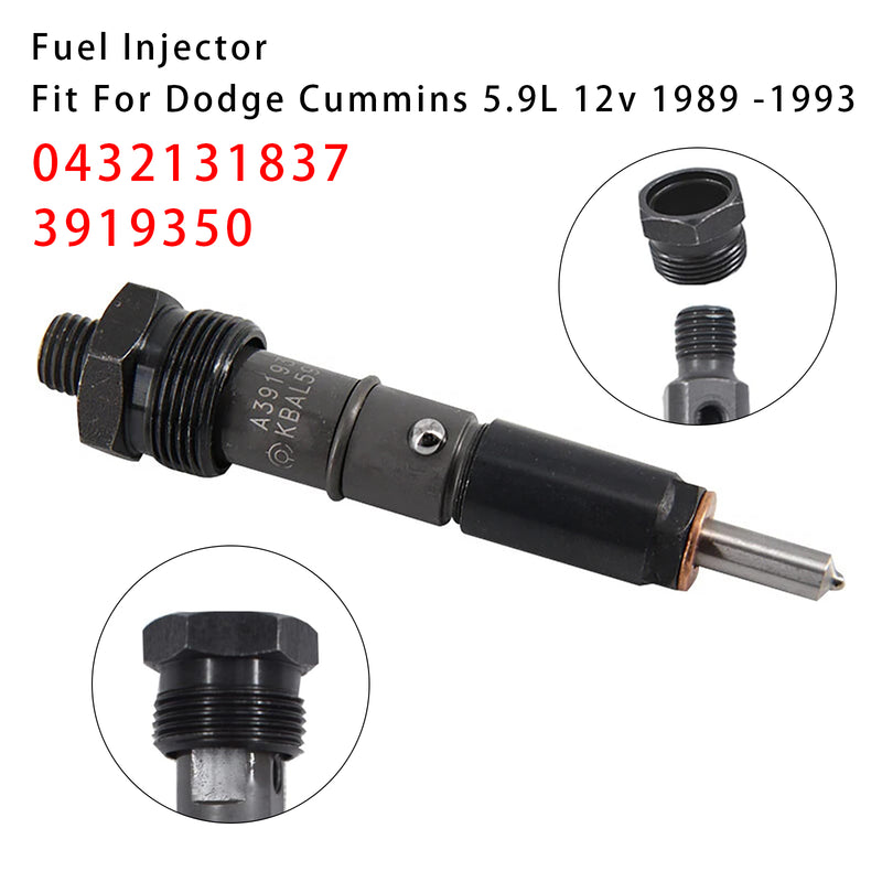 Dodge D250 D350 Cummins 1989-1993 5.9L 12V 0432131837 3919350 1PCS Fuel Injector