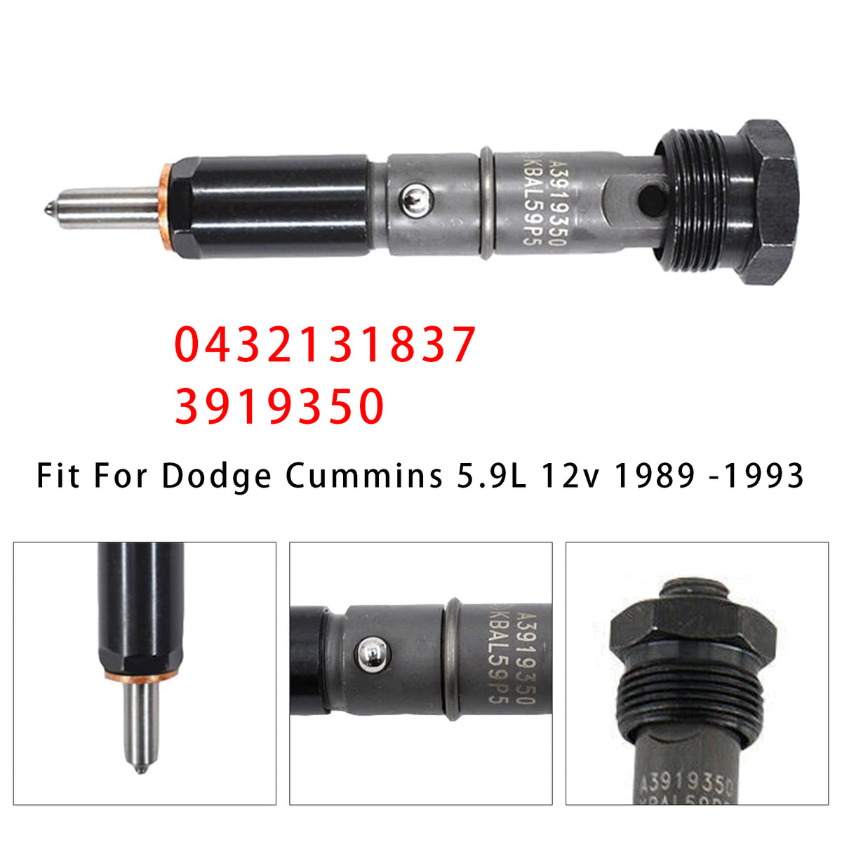 Dodge D250 D350 Cummins 1989-1993 5.9L 12V 0432131837 3919350 1PCS Fuel Injector
