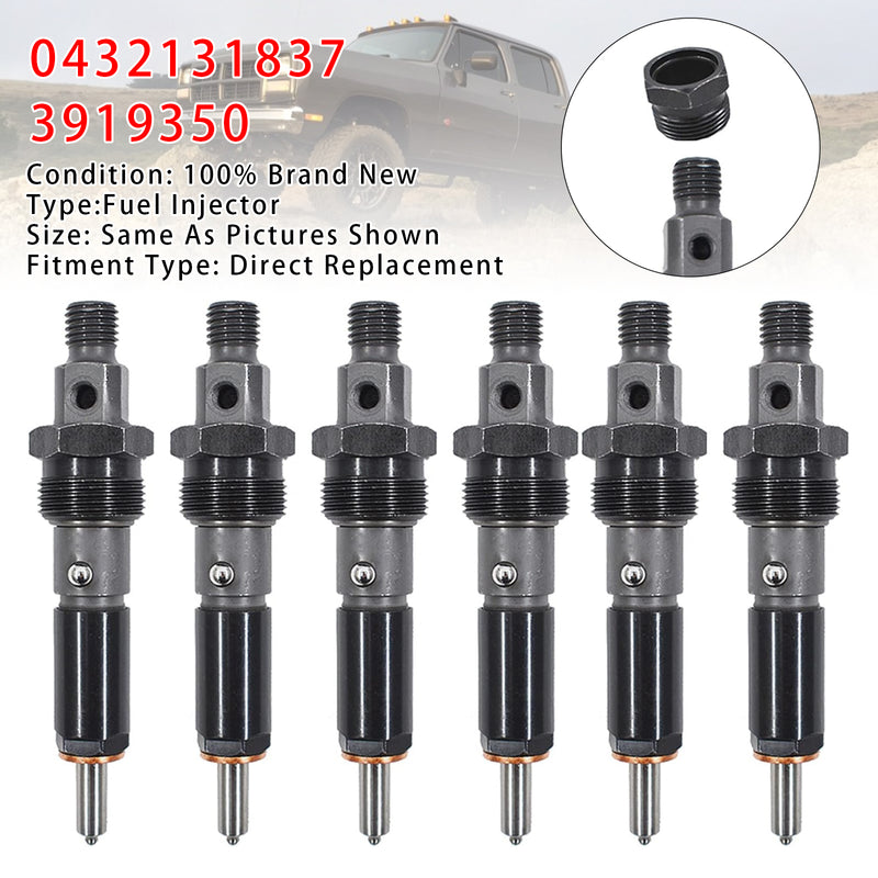 Dodge D250 D350 Cummins 1989-1993 5.9L 12V 0432131837 3919350 6PCS Fuel Injector