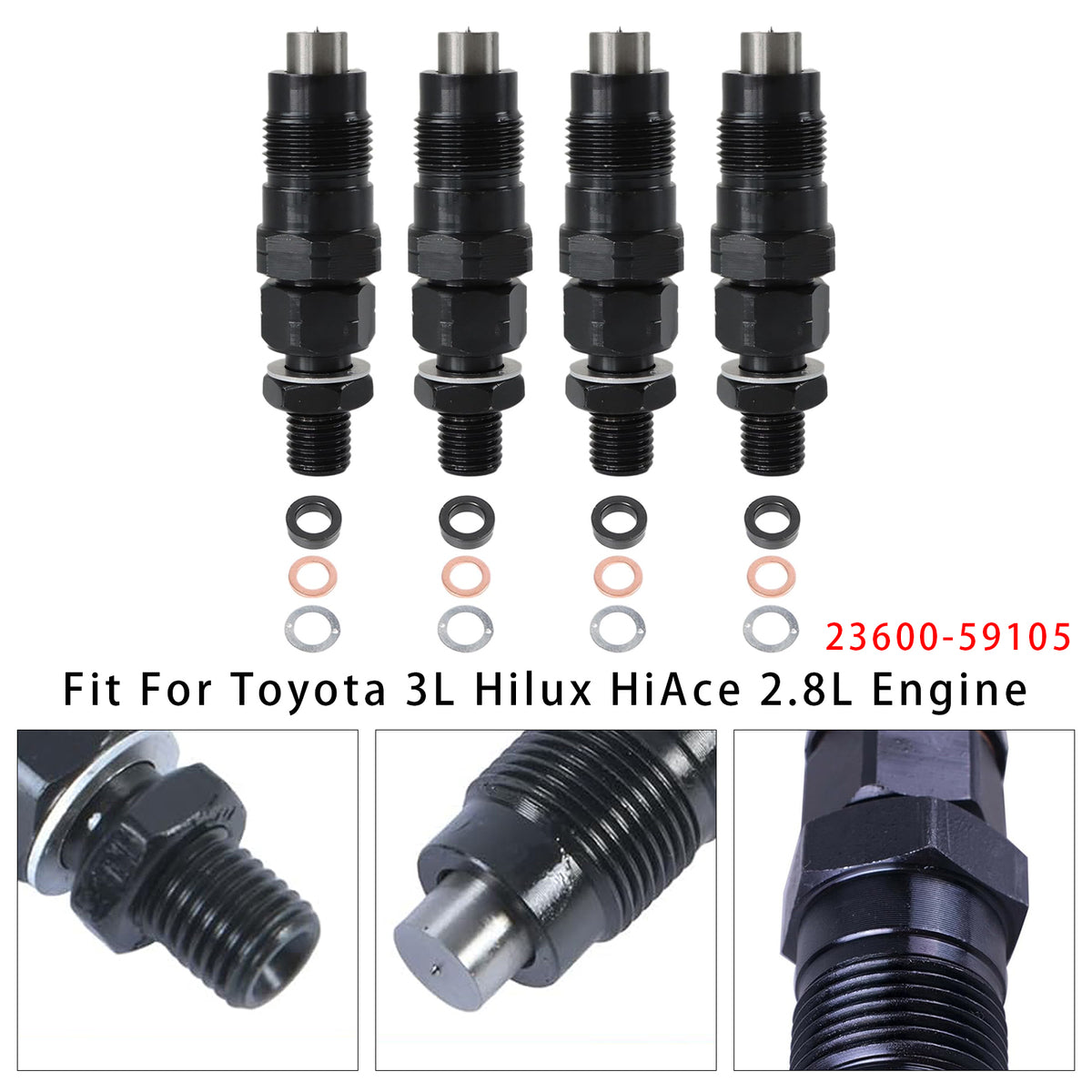 Toyota 3L Hilux Hiace 2.8L Engine 23600-59105 4PCS Fuel Injector