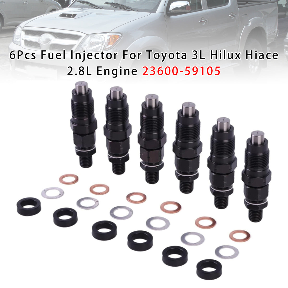Toyota 3L Hilux Hiace 2.8L Engine 23600-59105 6PCS Fuel Injector