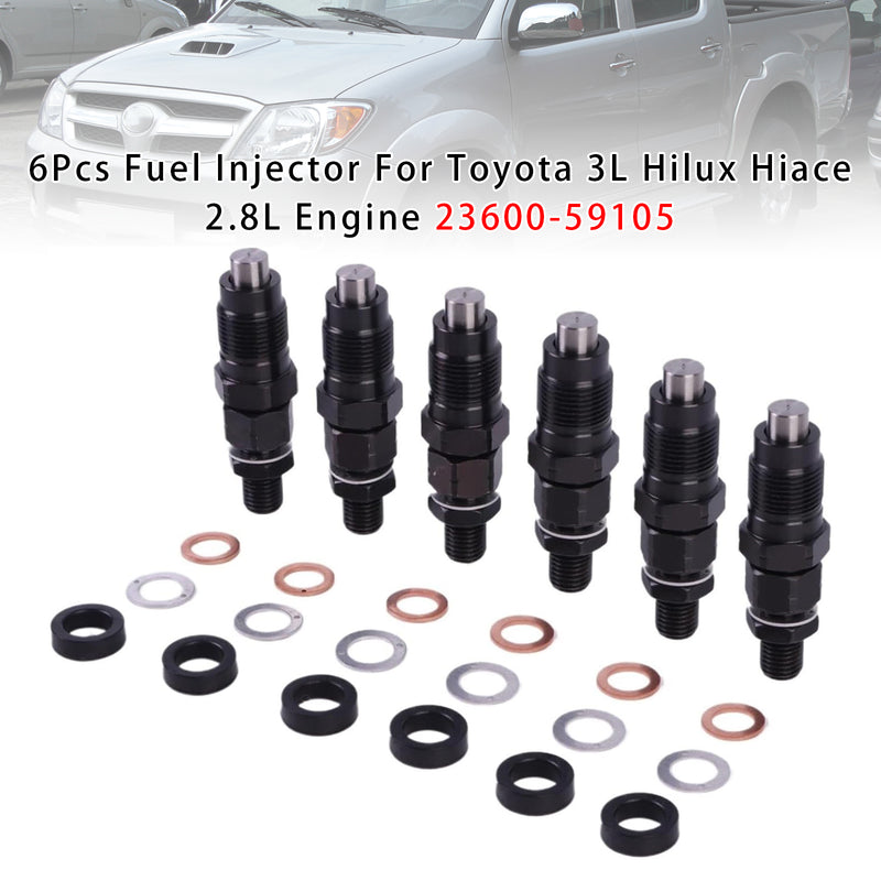 Toyota 3L Hilux Hiace 2.8L Engine 23600-59105 6PCS Fuel Injector