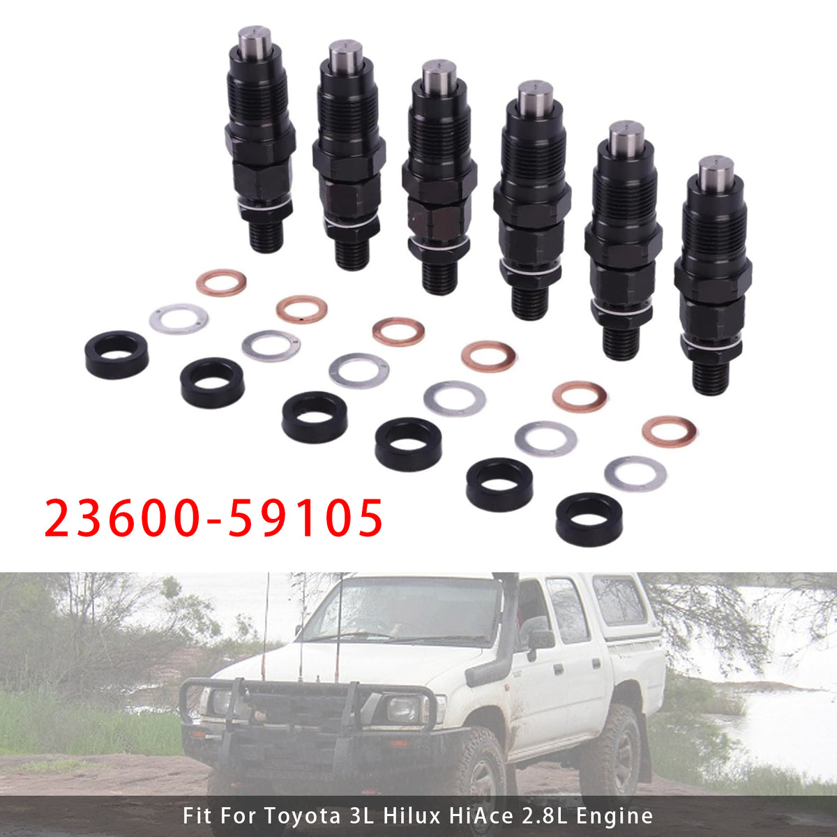 Toyota 3L Hilux Hiace 2.8L Engine 23600-59105 6PCS Fuel Injector