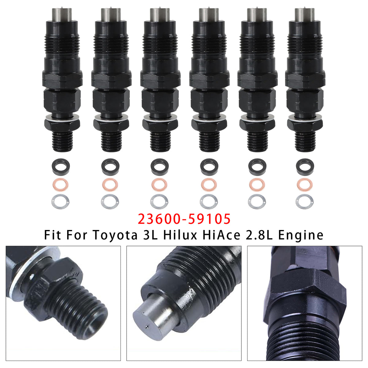 Toyota 3L Hilux Hiace 2.8L Engine 23600-59105 6PCS Fuel Injector