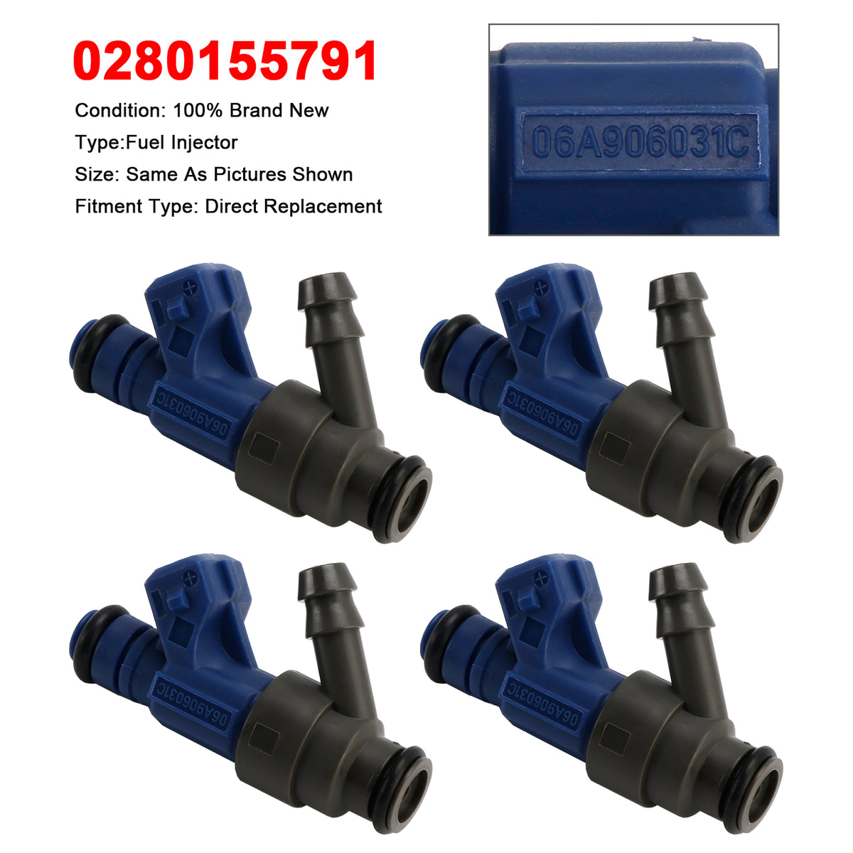 Volkswagen Golf Jetta Beetle 2.0L 1998-2001 0280155791 4PCS Fuel Injector