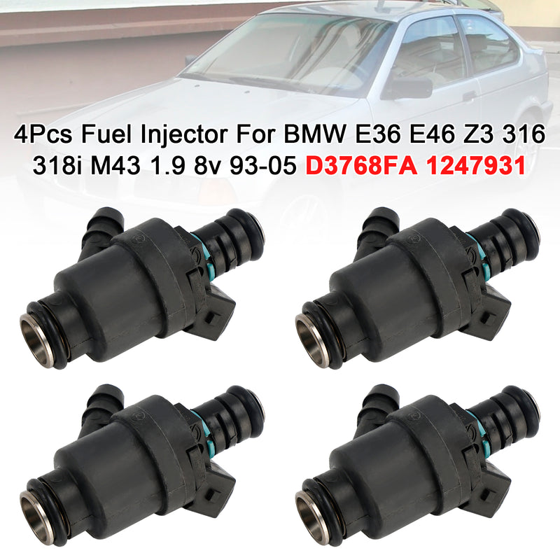BMW E36 E46 Z3 316 318i M43 1.9 8v 1993-2005 D3768FA 1247931 4PCS Fuel Injector