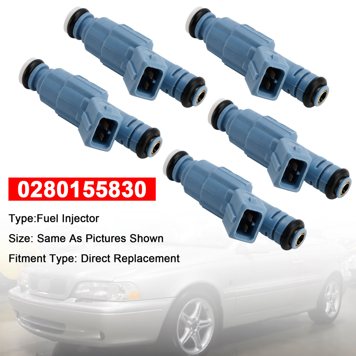 Volvo C70 V70 S60 S80 1998-2009 91860600 0280155830 5Pcs Fuel Injector