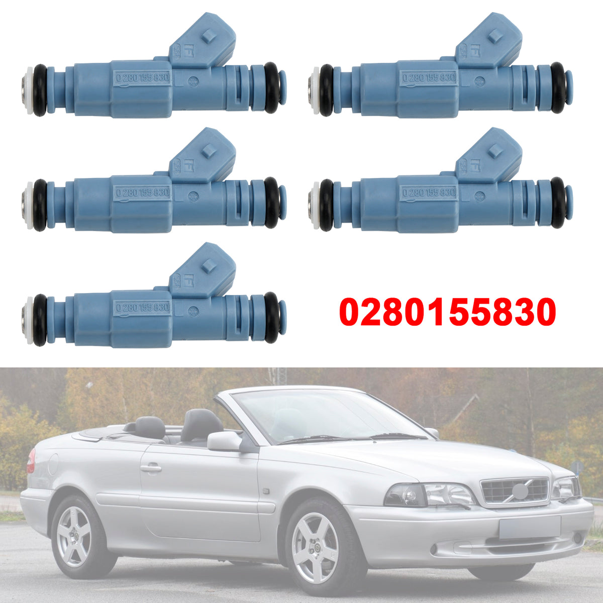 Volvo C70 V70 S60 S80 1998-2009 91860600 0280155830 5Pcs Fuel Injector