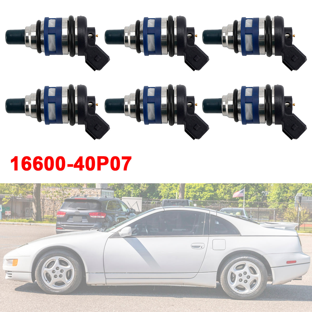 Nissan 300ZX Z32 3.0L TURBO V6 1989-1996 16600-40P07 6PCS Fuel Injector