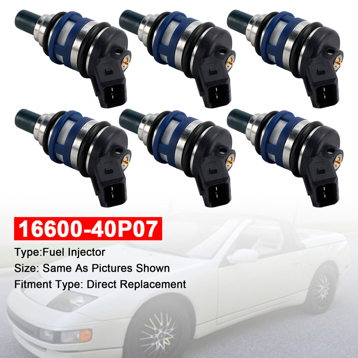 Nissan 300ZX Z32 3.0L TURBO V6 1989-1996 16600-40P07 6PCS Fuel Injector